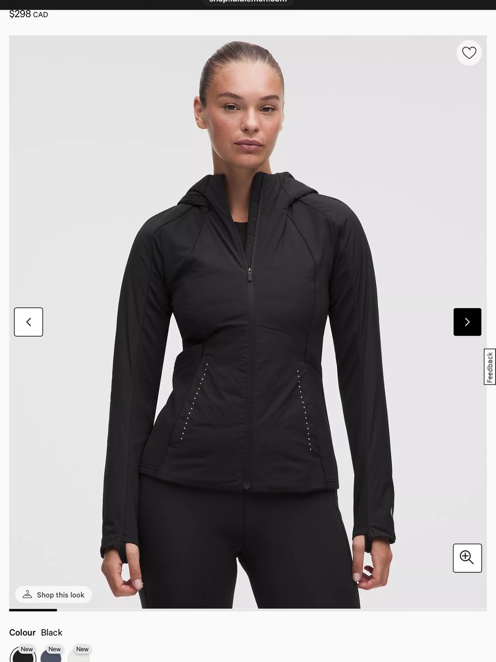 lululemon athletica Black Hooded Ski Jacket with Reflective Accents